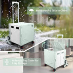 76L Folding Utility Cart Portable Rolling Crate Handcart Shopping Collapsible Tool Box with Stair Climbing Wheels,Hidden Lid,2 Rotate Wheels,for Grocery,Shopping,Office,Storage(Green White) - Image 7