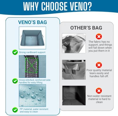 VENO 2 Pack Extra Large Reusable Grocery Shopping Bags Utility Tote - Image 5