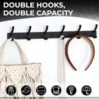 Wall Mount Coat Rack 2 Pack, Black Coat Hooks Hanger with 6 Double Hooks - Image 4