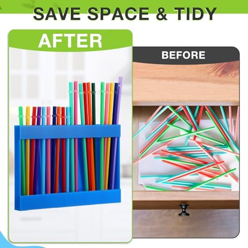 Qinyoung Acrylic Straw Holder for Cabinet Door,Classic,Large,Blue - Image 2