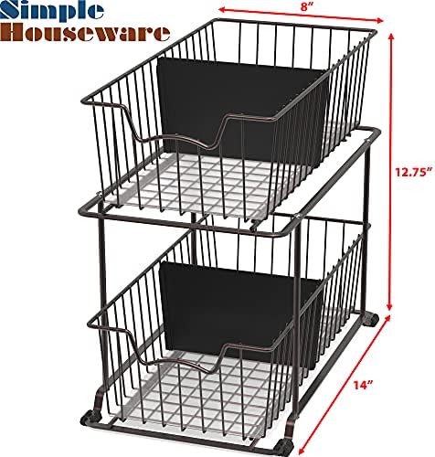 SimpleHouseware 2 Tier Cabinet Wire Basket Drawer Organizer, Brown - Image 3