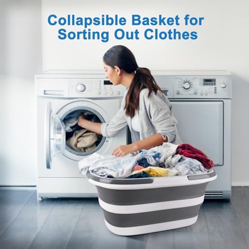 Extra Large Collapsible Bucket 35L Mop Bucket With Handles & Wheels, Plastic Wash Basin Pet Bath Tub for Puppy Dogs Cats, Folding Laundry Basket Clothes Storage Organizer RV Outdoor Camping Essentials - Image 5