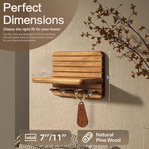 Rebee Vision Small Key Holder Wall Mount with 4 Hooks for Entryway, Yellow - Image 2