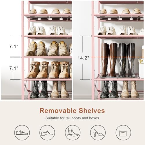 8 Tier Metal Shoe Rack with Wood Top, 24-32 Pairs - Image 5