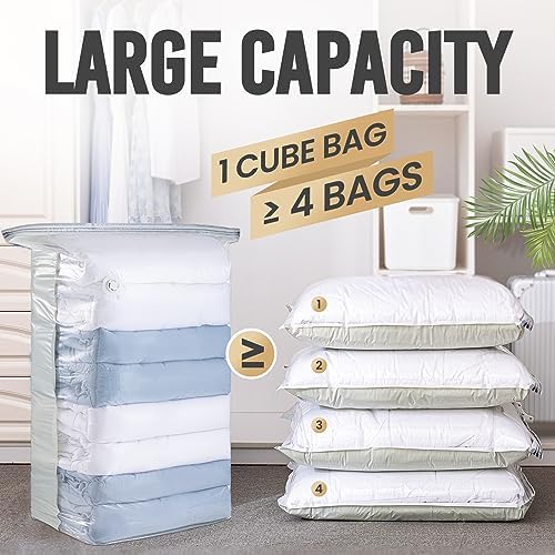 TAILI Vacuum Storage Bags 4 Pack, Jumbo Cube (31x40x15 Inch), Cream - Image 3