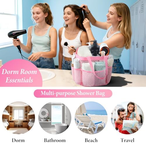Mesh Shower Caddy Portable - 9 Pockets, Shower Bag for Dorm Room Camping - Image 2