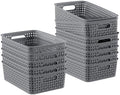 12 Pack Plastic Storage Baskets, Small Baskets for Organizing, Plastic Storage Bins Wicker Pantry Organizer Bins Household Toys for Laundry Room, Bedrooms, Kitchens, Cabinets, Countertops by FUCDTEFC