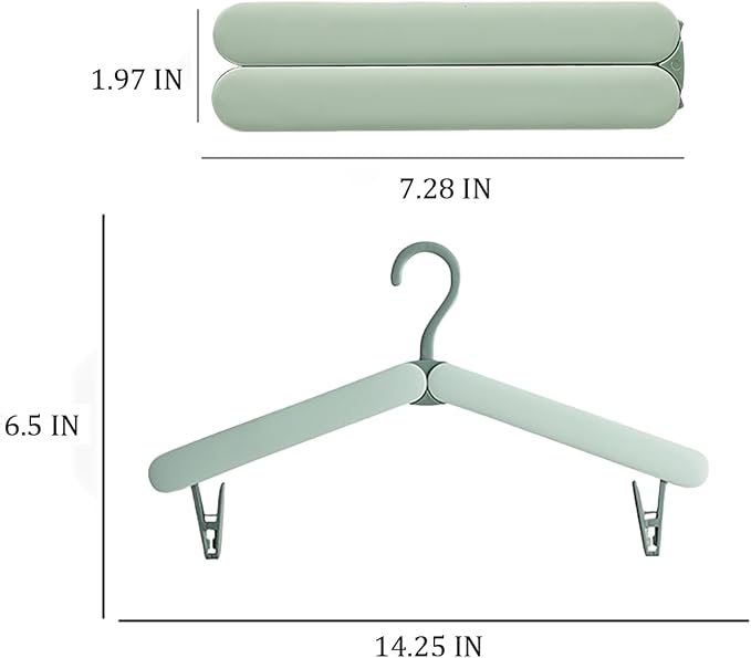 4 Pack Foldable Travel Hangers with Hidden Clips(Green) - Image 2