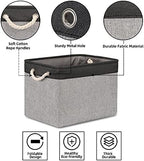 Bidtakay Fabric Storage Baskets with Handles [2-Pack] Large Canvas Organizer 16" X 11.8" X 11.8" Foldable Tall Baskets Rectangular Gift Basket Decorative Storage Bins for Closet, Home(Black&Grey) - Image 5