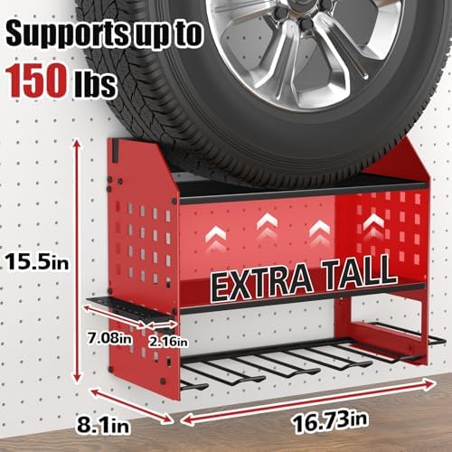 SUNALLY Power Tool Organizer Wall Mount with Charging Station,3 Layer, Red - Image 6