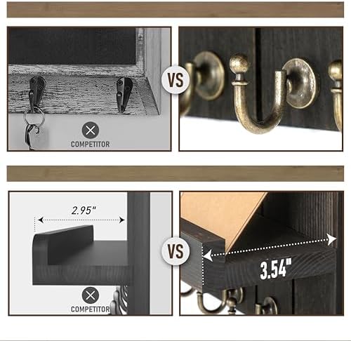 Rebee Vision Key Holder Wall Mount with Shelf for Office, Distressed Black - Image 6