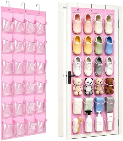 Over-the-Door Kids Shoe Organizer Pink Shoe Rack for Door by Bofoho