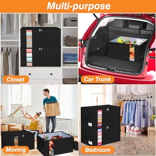 60L Rigid-Sided Blanket Storage Bags, 2 Pack, Black - Image 6