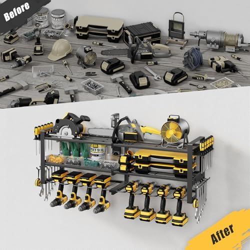 Power Tool Organizer Wall Mount, 350LBS Capacity, 3 Tier, 8 Drill Holders - Image 6