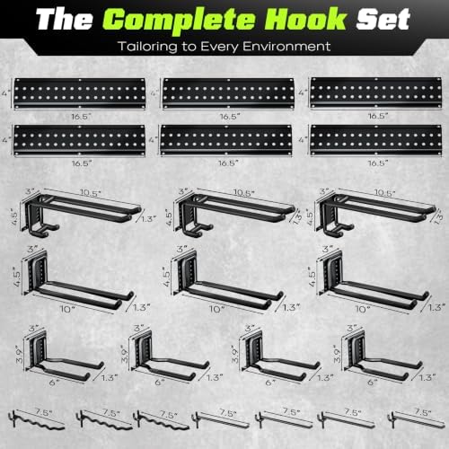 Garage Tool Organizer Wall Mount, 99 Inch Heavy Duty Garage Organization System with 18 Adjustable Hooks, Garden Tool Storage Rack for Garage, Yard & Shed, Holds Up to 750 lbs - Image 5