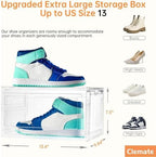 Clemate Upgraded X-Large Shoe Storage Box,8 Pack,Shoe Box Clear Plastic Stackable,Drop Front Shoe Box with Clear Door,Shoe Organizer and Shoe Containers For Sneaker Display,Fit up to US Size12 - Image 4