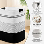 Laundry Hamper, 85L Tall Laundry Basket with Leather Handles, Rectangle Large Clothes Hamper for Organizing, Cotton Woven Laundry Baskets Storage Hampers for Bedroom, Nursery, Living Room - Image 5