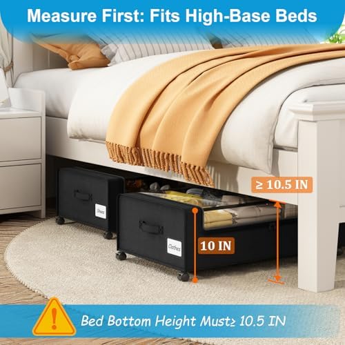 Webetop 10 Inch Underbed Drawer Storage Wheeled 2-Pack for Shoes & Clothing - Image 3