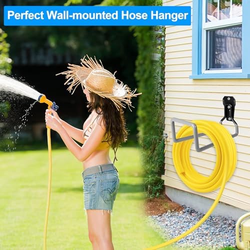 PeoMev Garden Hose Holder Metal Garden Hose Reel Wall Mounted Hose Hanger - Image 2