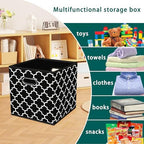 Black Foldable Storage Cubes Bins, Fabric Storage Box Cubes Organizer Baskets with Dual Handles for Home Organizer,Set of 3,(Black Light) - Image 3