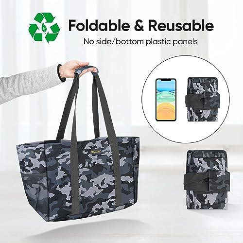 BALEINE Soft 9 Gallon Extra Large Utility Tote, Foldable Reusable Storage Bag (Grey Camouflage) - Image 3