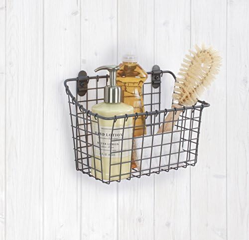 Spectrum Large Wall Mounted Wire Basket Industrial Gray Kitchen Wall Mount Organizer Storage Basket, Wire Basket for Kitchen Bathroom Pantry Organization, Wall Hanging Wire Caddy for Modern Homes - Image 5