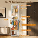 Tall Purse Organizer for Closet: 4-Tier Double Rods Purse Rack Stand,White - Image 4