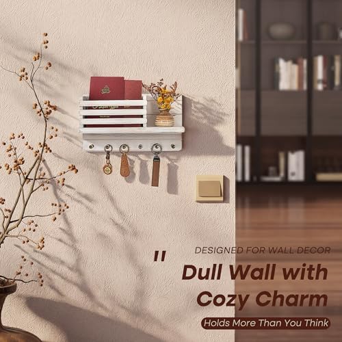 Rebee Vision Key Holder Wall Mount with Mail Slot for Room Decor, Whitewash - Image 7