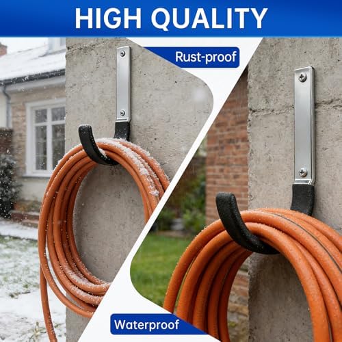 GeeWatom Heavy Duty Steel Garage Hooks,Garage Storage Utility Hooks,Heavy Duty Garage Garden Tool Organizer,Steel Wall Mount Hooks, Garden Hose Hanger, Black U Hooks (Dark Brown-4PC) - Image 7