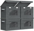 Univivi Fabric Foldable Storage Boxes with Lids, 4 Pack, Black by Univivi