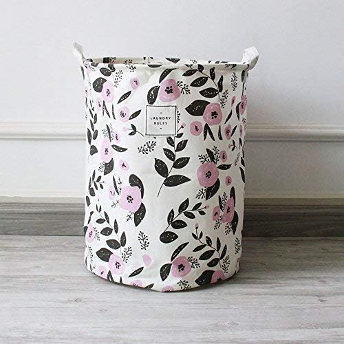 UUJOLY Collapsible Laundry Basket, Laundry Hamper with Handles Waterproof Round Cotton Linen Laundry Hamper Printing Household Organizer Basket, 19.7x15.7 inches, Purple - Image 8