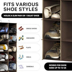 Simple Houseware 24 Section Shelves Hanging Shoes Organizer, Brown - Image 4