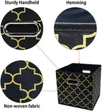 Black Foldable Storage Cubes Bins , Fabric Storage Box Cubes Organizer Baskets with Dual Handles for Home Organizer Black Gold - Image 7