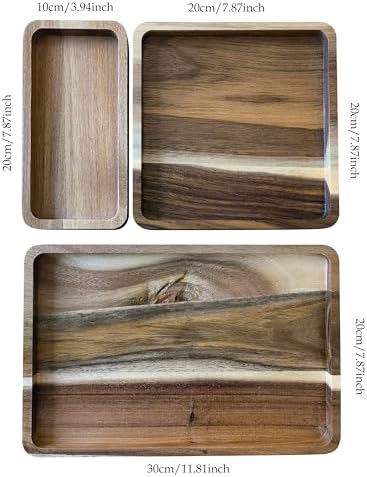 Acacia Wooden Valet Tray for Men,Natural Wood Grain EDC Tray Set Catch All for Keys Wallet Phone Glasses Watch Jewelry Pen,Tray Organizer for Entryway Nightstand Office Desk Drawer - Image 3