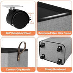 SpaceTrove Rolling Laundry Basket with Wheels, Laundry Hamper, 100L, Grey - Image 5