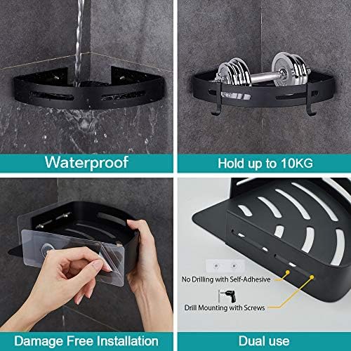 Adhesive Corner Shelf Bathroom Shower Caddy Organizer for Kitchen Toilet No Drilling 2-Tier Bathroom Corner Shelves Shower Caddies - Image 2