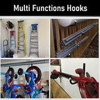 Garage Storage Hooks, 10 Pack Heavy Duty Ladder Hooks, 6.7Inch/17cm Wall Mount Tool Hanger for Garden Hose, Folding Chair and Bike - Image 4