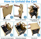 Folding Rolling Utility Cart,Wear-Resistant Noiseless Shopping Trolley Carts with Wheels for Grocery,Portable Crate Storage Tool Box with Lid Used as a Seat for Moving Office Use/Travel/Picnic/Books - Image 3