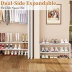 X-cosrack White Stackable Shoe Rack for Closet, Expandable 31.6-39.4 Inches 2-Tier Wooden & Metal Shoe Storage Shelf, Free Standing Shoe Rack for Entryway Bedroom Small Space - Image 3