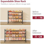 Tajsoon Expandable Shoe Rack for Closet 4 Tier, 28“-41“Stackable, Black - Image 7