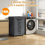 Optish 140L Extra Large Laundry Basket with Wheels and Removable Bag - Image 2