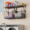 2 Pack Laundry Room Shelves Organization and Storage,Wall Mounted Clothes Drying Rack with Wire Mesh Basket Over Washer and Dryer, (Black, 2 Pack) by BigPonPon