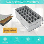 LUVHOMEE Shoe Organizer for Closet, Fits 24 Pairs, Large Shoe Box Storage Containers, Clear Foldable Shoe Storage Bins w/Bottom Support, Space Saving Closet Shoes Holder w/Reinforced Handles, Gray - Image 4