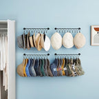 Hat Rack Wall Cap Organizer - Baseball Hat Racks Display Holder with 40 Hooks - Modern Metal Black Hats Storage Wall Mounted Caps Hanger Set of 4 for Closet Door Bedroom Entryway Laundry(Black) - Image 3