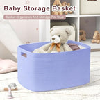 60L Woven Laundry Basket Hamper with Handles, Blue Purple - Image 3
