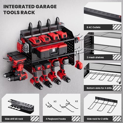 TRZZ Power Tool Organizer Wall Mount, 3-Layer Charging Station, Black - Image 3