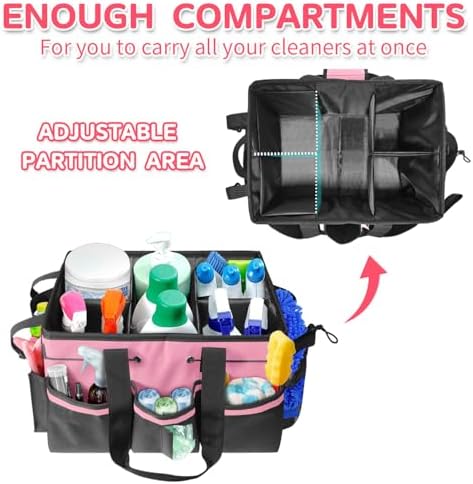 Boczif Cleaning Caddy Bag Wearable,Cleaning Caddy Supplies Organizer(Pink) - Image 3