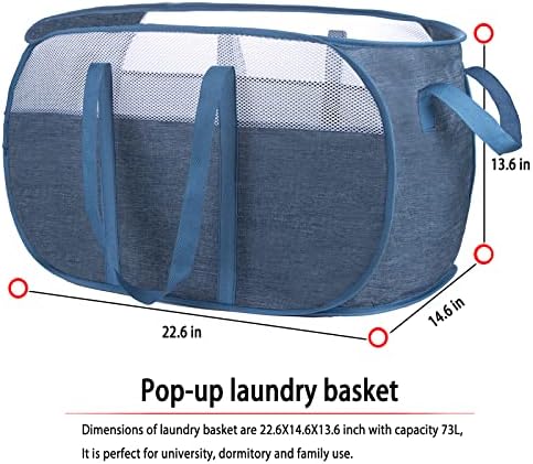 Pop Up Laundry Hamper，with Durable Handles collapsible laundry basket，Easy to Open and Fold for college Dorm,kids room，travel (Blue)… - Image 6