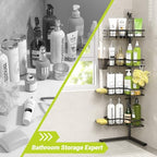 Standing Corner Shower Caddy - 4-Tier Rustproof Adjustable Shower Shelves - Image 3