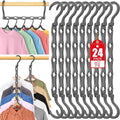 24 Pack Hangers Space Saving Magic Plastic Hanger Organizer Grey by Besslly